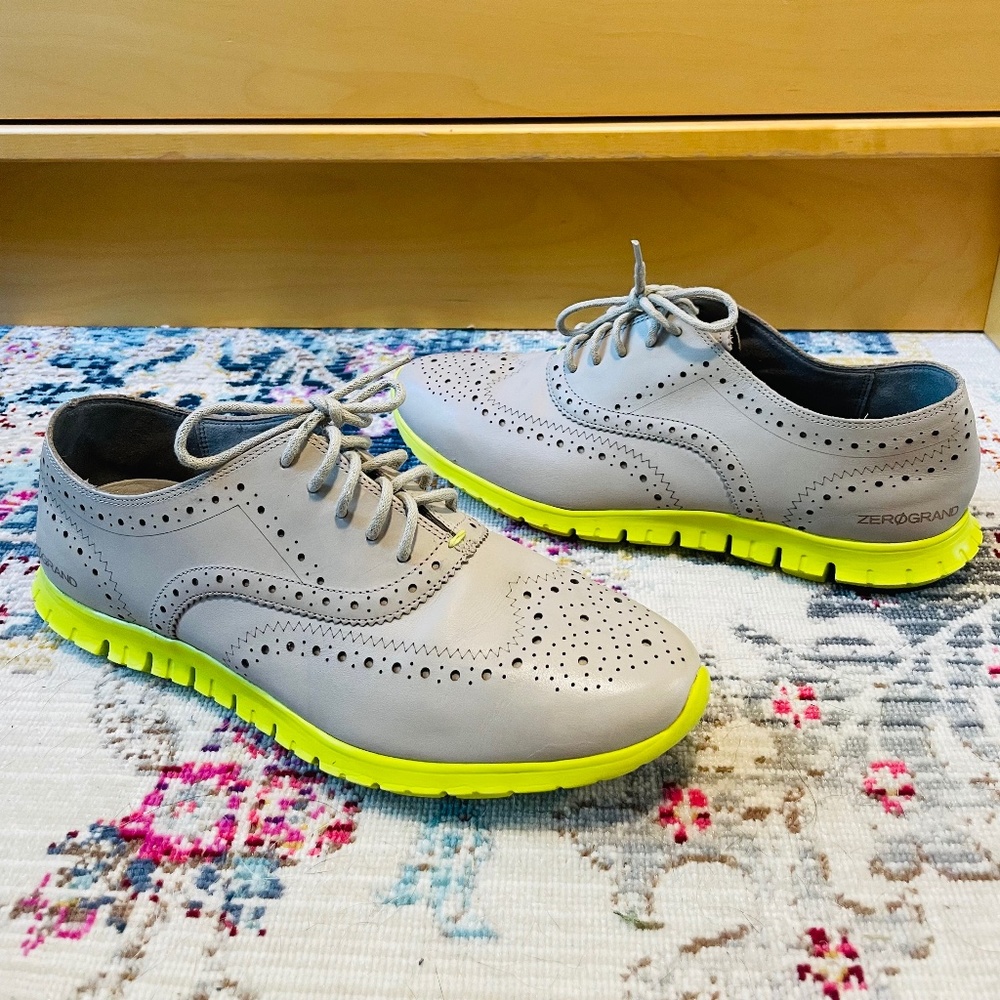 Women's Cole Haan ZERØGRAND Wingtip Oxford Grey and Green shoes size 9